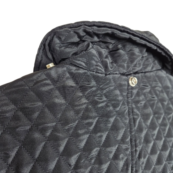 Nordic Lights Black Quilted Lightweight Snap Up Hand Pocket Jacket Womens Size L - Picture 10 of 10